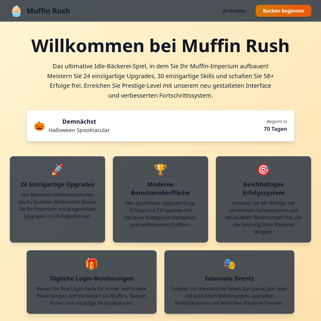 Muffin Rush idle bakery game screenshot - React-based web game with TypeScript and Vite